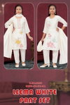 Leema White Pant Set 9223 Roman Silk Kids Girls Wear Kurti Set Suppliers In India